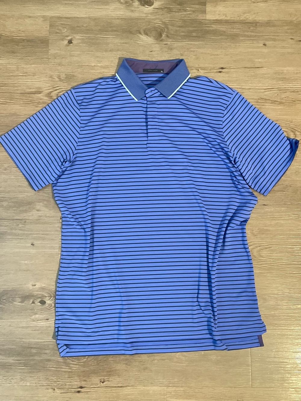 Greyson Performance Blue purple Striped Polo with Contrast Collar Golf Size XL